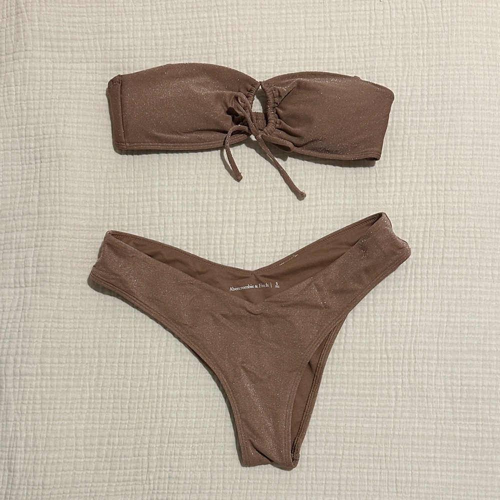 Abercrombie & Fitch Brown Shimmery Bandeau Bikini Set